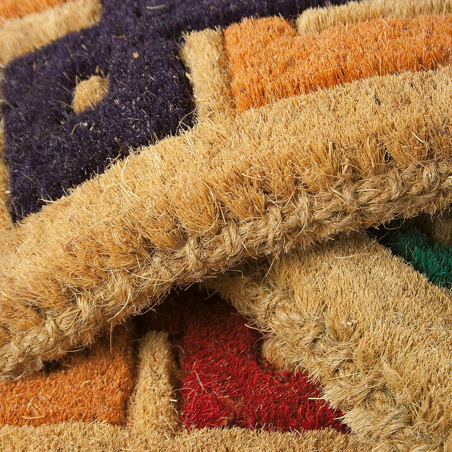 OLIVO.shop | IMPERIALE Zerbino cocco naturale alto 4 cm, intrecciato a mano, 4 disegni 4 misure (Arancione grecato, 60x120 Cm)