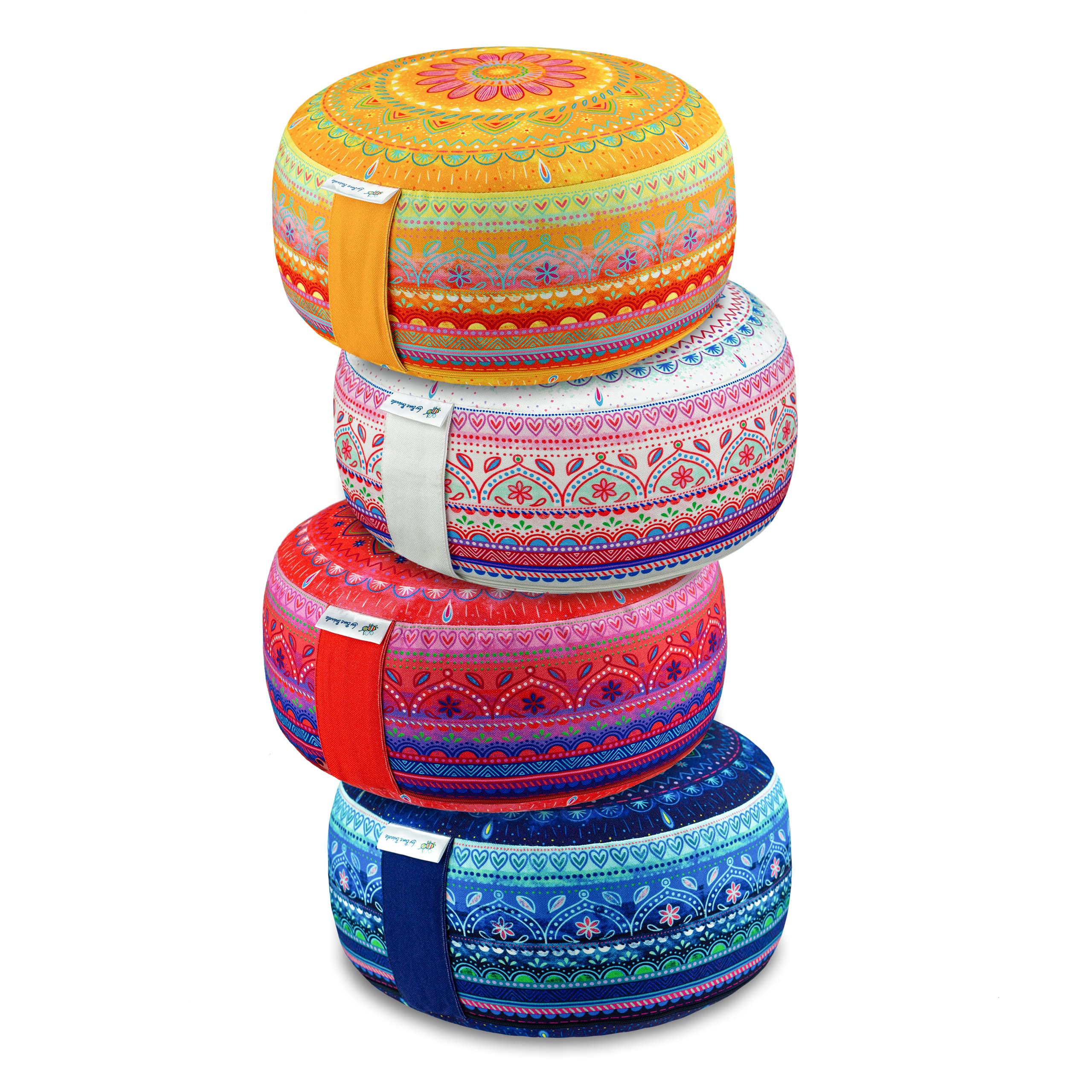 Bine Brändle Cuscino da meditazione Mandala – Cuscino yoga – Cuscino da pavimento – Altezza seduta ideale 15 cm – Cuscino interno con imbottitura in farro regolabile – Certificato GOTS – Rivestimento