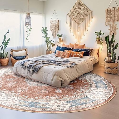 Miniatura 17 de MUJOO - Alfombra de 8 x 10 pies para sala de estar, grande, lavable, bohemio, para dormitorio, antideslizante, abstracto, suave, de pelo corto