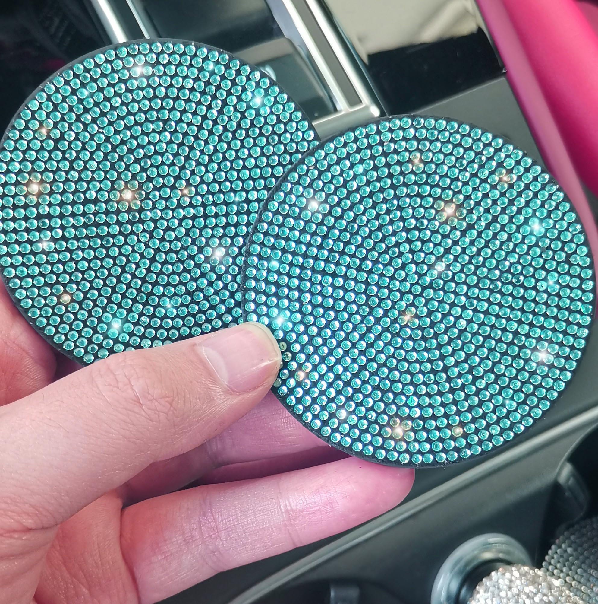 4-PCS Bling Crystal Rhinestone Car Cup Holder Coasters 2.75 Inch - Anti-Slip Shockproof Cup Inserts For Women Girls