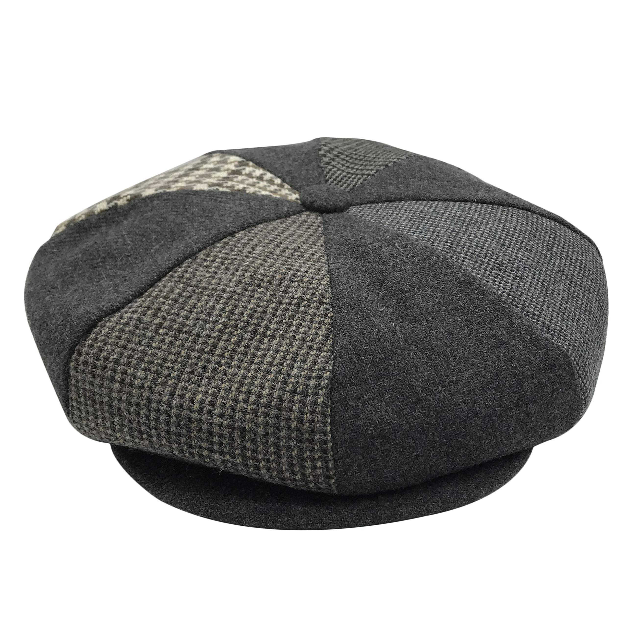 EmstateEmstate Patch Combo Plaid Mens Wool 8 Panel Applejack Baker Boy Newsboy Cap Made in USA