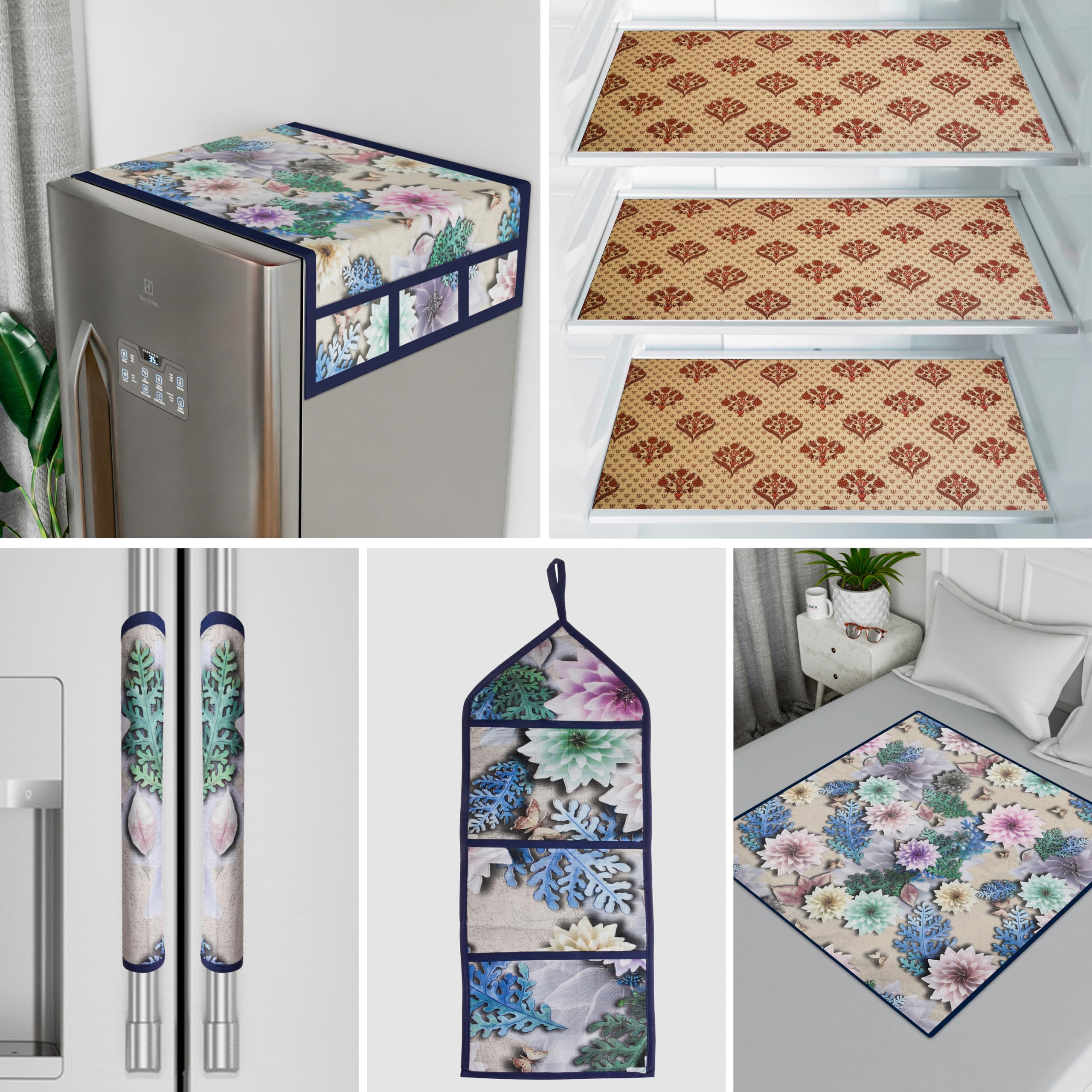 Kuber Industries Food Mat | Fridge Combo Set | Fridge Mat | Fridge Top Cover | Reversible Bed Server Mat | Sunflower 7 Pcs Fridge Top Combo | Hanging Organizer | Brown (B0CGVD272G) Amazon Price History, Amazon Price Tracker