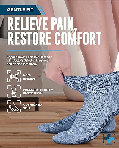 Vista 23 de Doctor's Select Calcetines tobilleros diabéticos con pinzas para hombres y mujeres, 4 pares de calcetines de neuropatía de 1/4 de longitud para mujer