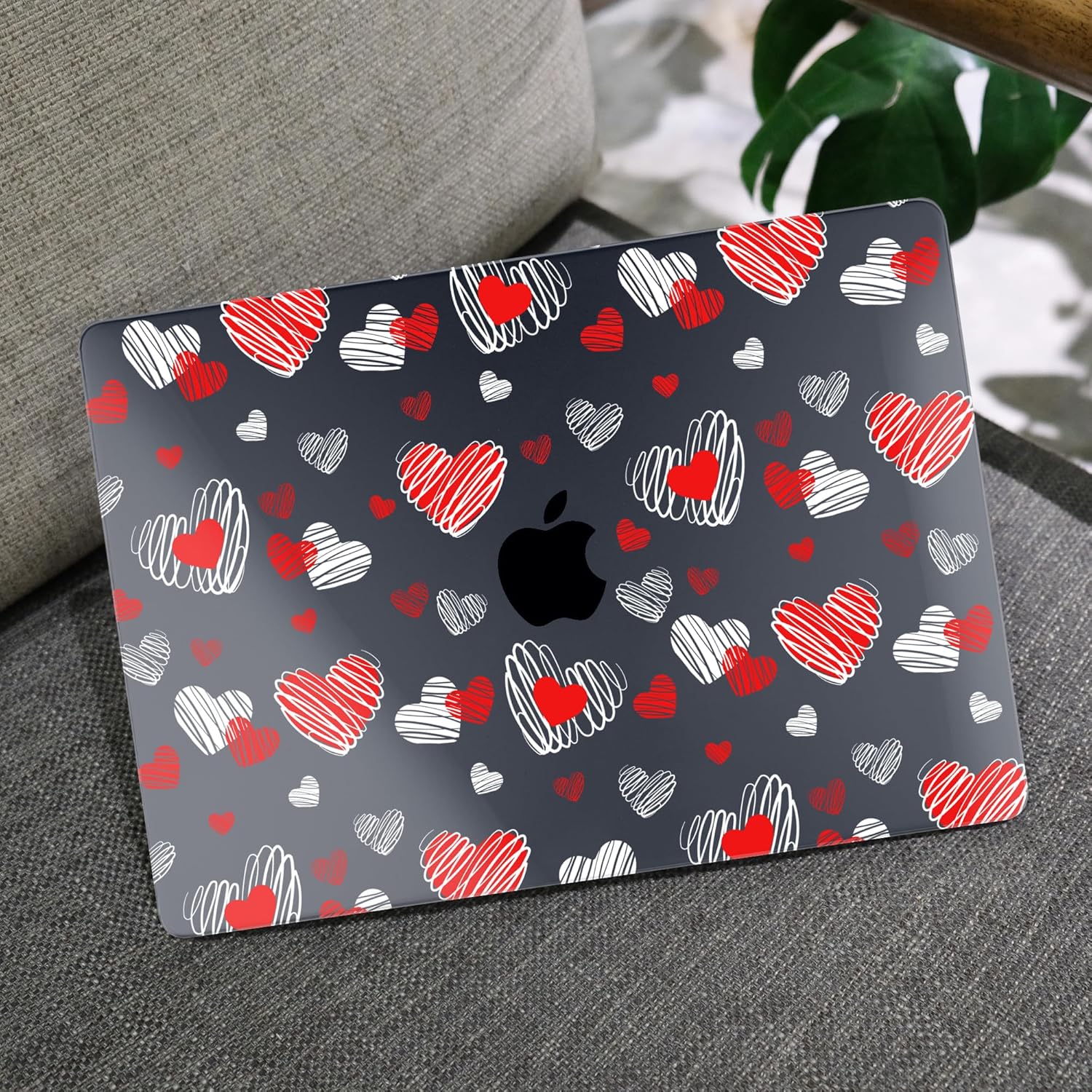MEEgoodo for M2 MacBook Pro 13 inch Case 2022 2021 2020,Crystal Cover Fit Model A2338 M2/M1 A2251 A2289,Clear Case for 13.3-inch Laptop,Hard Shell for MacBook Pro M2, Red & White Hearts