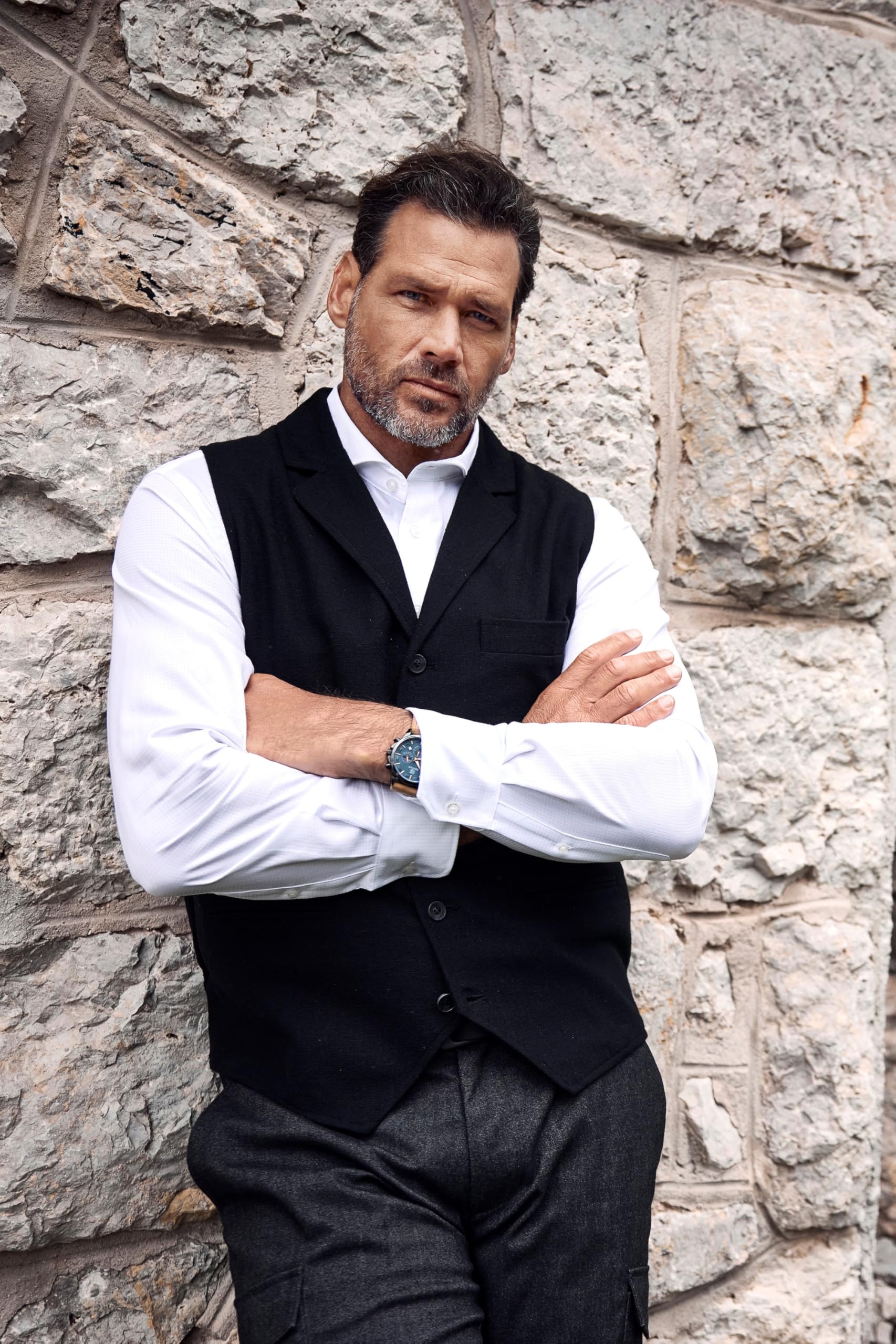 JP 1880 Herren große Größen Übergrößen Menswear L-8XL Tweed-Weste, FLEXNAMIC®, Woll-Qualität, Strickrücken 840816