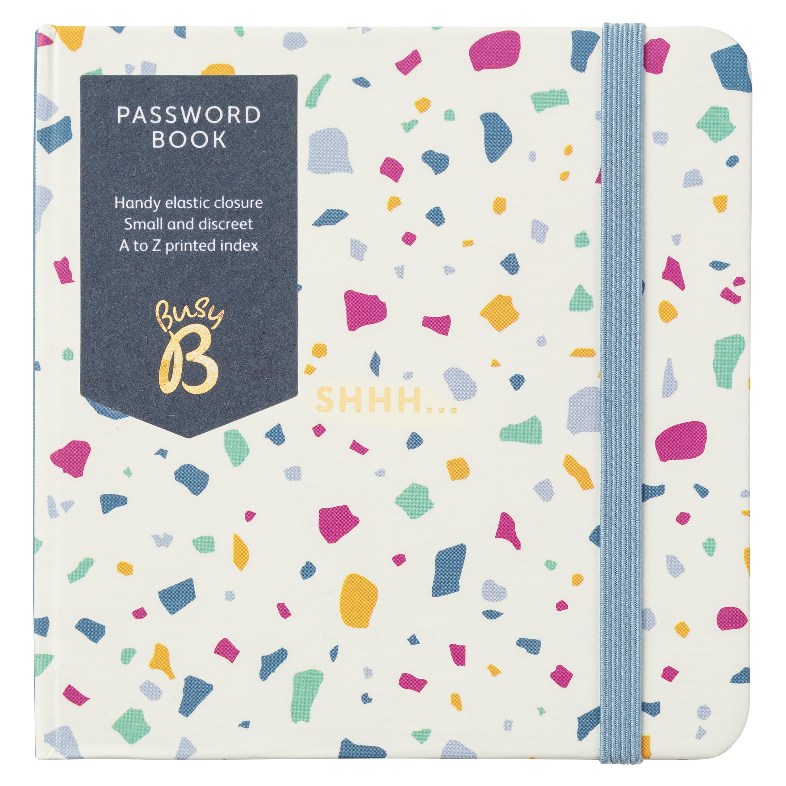 Busy B Password Book, Terrazzo Cover, All your Internet Passwords in One Place, Store a Maximum of 186 Internet Login Details
