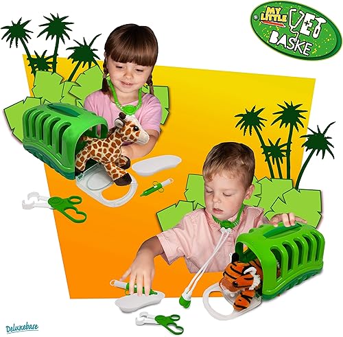Miniatura 3 de My Little Vet Basket - Jirafa de Deluxebase. Kit de médico veterinario para niños con jirafa de felpa suave, herramientas médicas y portador