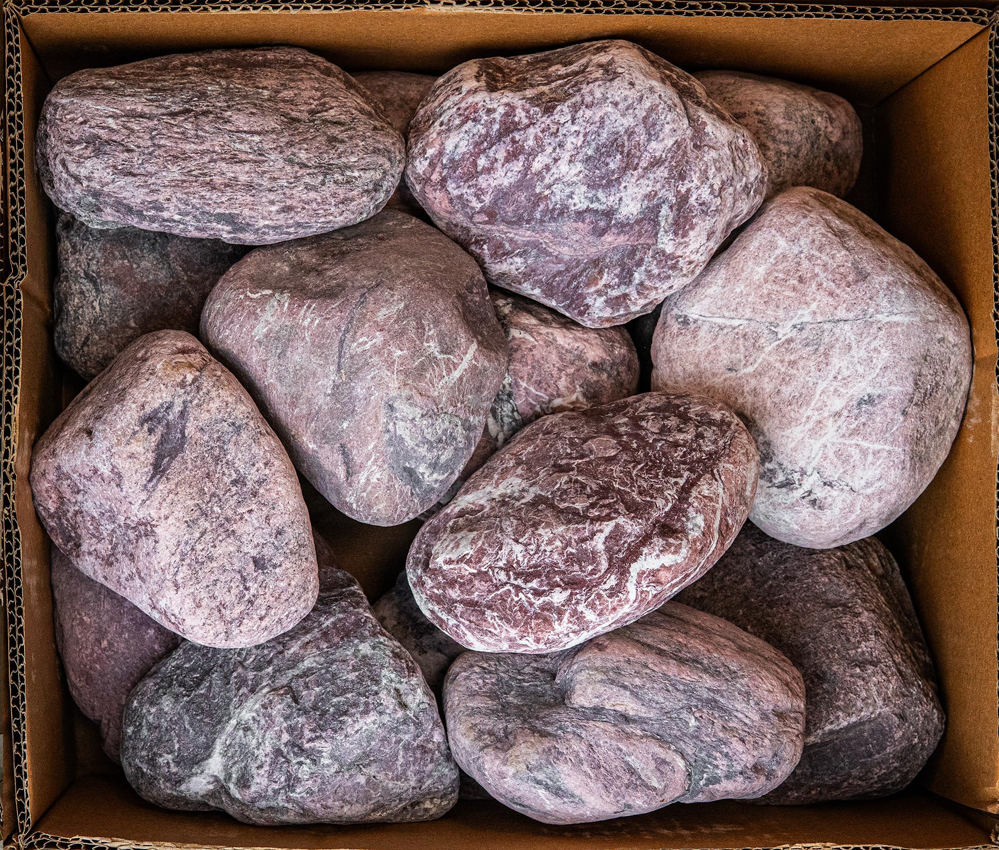 Pierres de sauna - Jaspe rouge - 15 kg - Arrondies - 10-15 cm - Haute conservation de la chaleur - Aspect esthétique - Pour poêles électriques et à bois