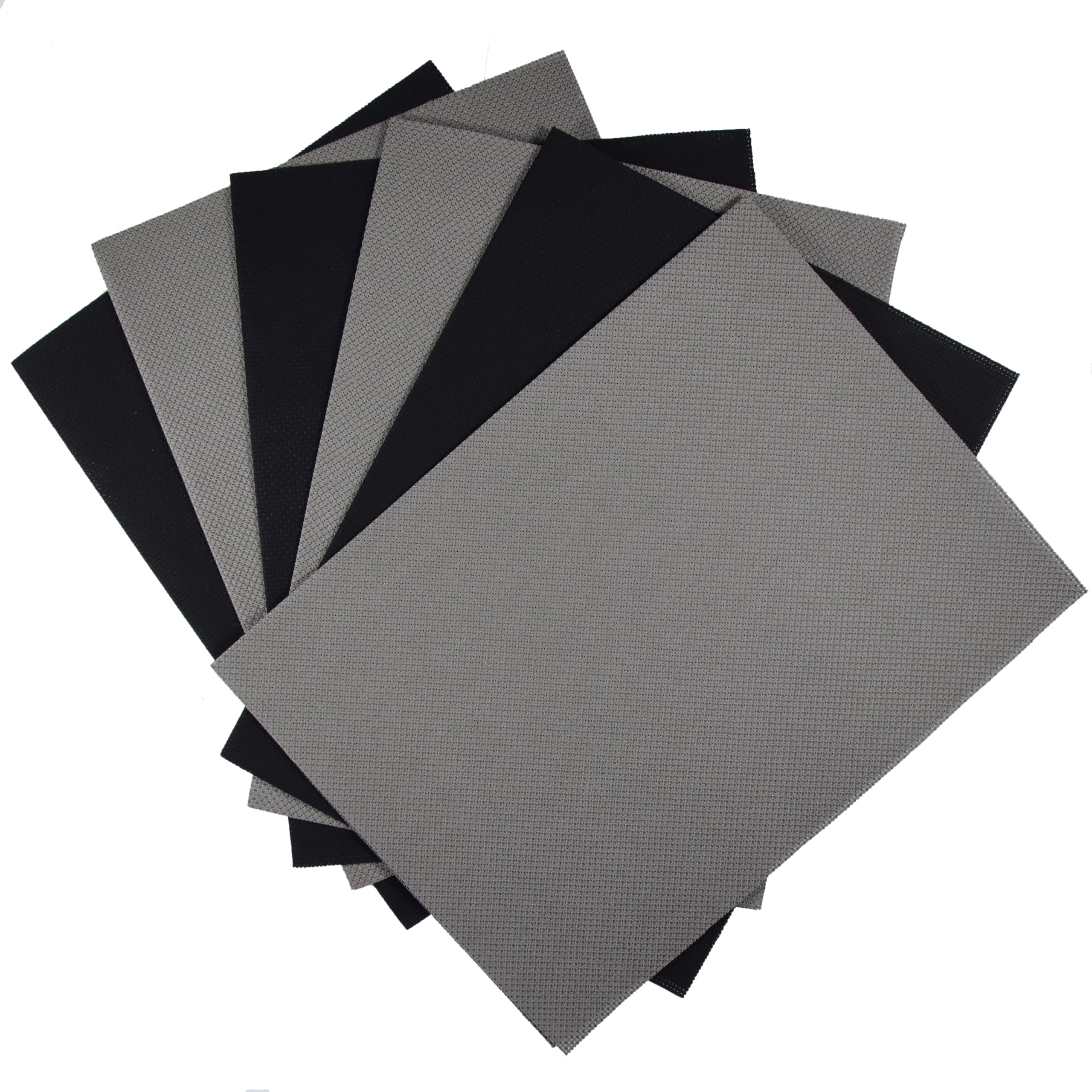 KCS 4/6 pc of 12" x 18" 30cmx45cm 16CT Counted Cotton Aida Cloth Cross Stitch Fabric (Dark Grey+Black, 6 pc)