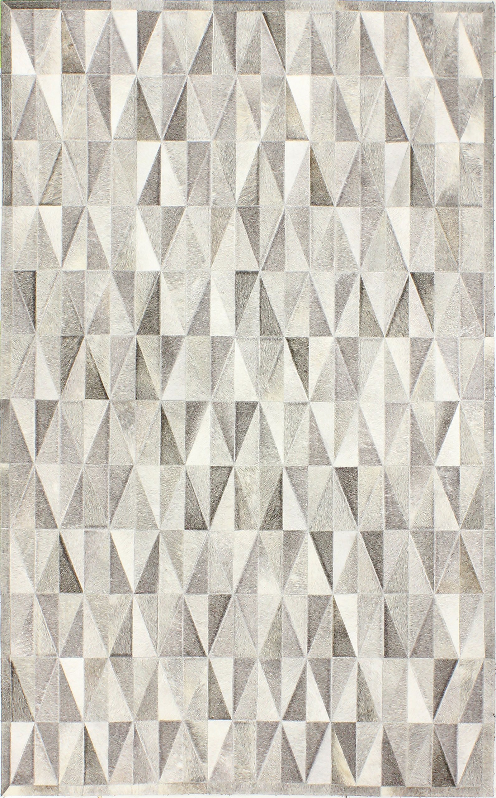 Bashian Santa Fe Collection Hand Stitched Leather Area Rug, 5' x 8', Grey