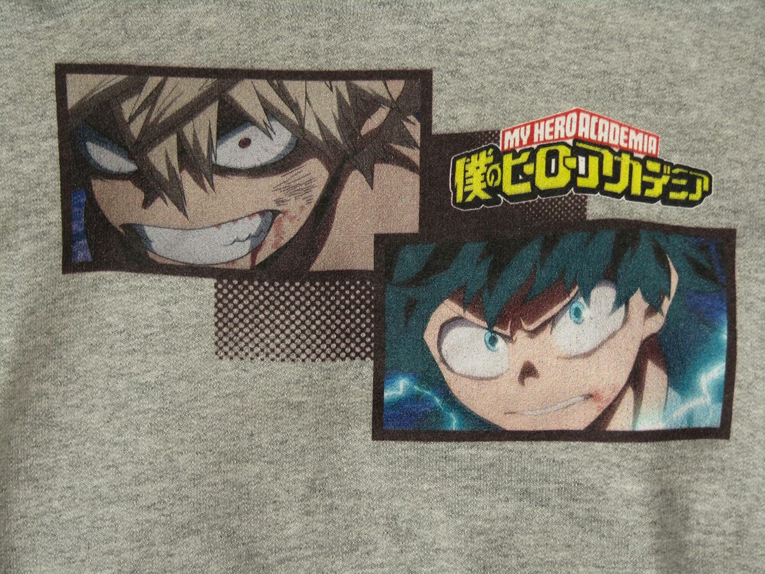 Bioworld My Hero Academia anime Deku & Bakugo Youth Boys Heather Grey Hoodie