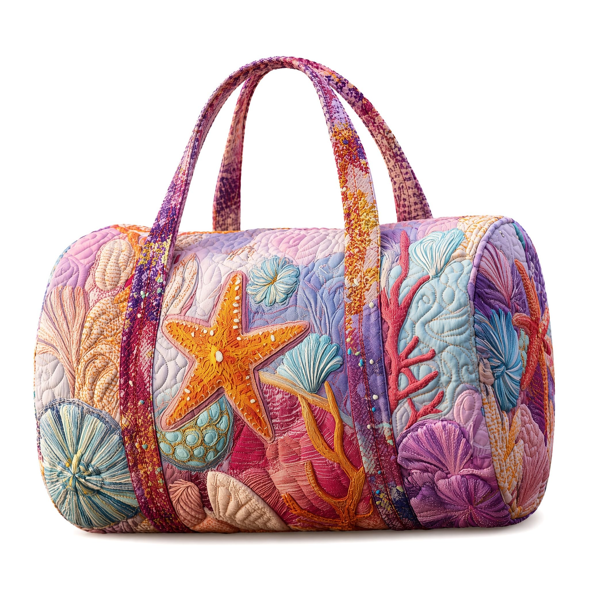 Ocean Quilted Duffle Bag for Women，Travel Beach Portable Weekender Tote Bag (N,M(16″Lx8″Wx8″H)) — image 1