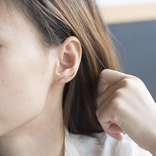 Vista 5 de S.Leaf Pendientes de plata de ley para escaladores de oreja