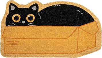 Fisura Doormat Outdoor Entrance, Outdoor mats for Front Door, Welcome mat. Made of Coconut Fiber with Non-Slip PVC Base, Doormat Hand-Painted, 30 x 18 in. Cat