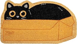 FISURA – Felpudo Exterior “Caja Gato” de Coco con Base Antideslizante de PVC. Felpudo con Forma Original. Felpudo de Gato....