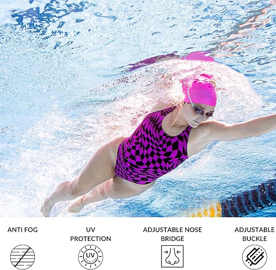 Sporti Unisex-Adult Antifog Optical Swim Goggles Diopters -1.5D to -8.0D
