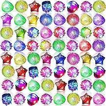 216 Pieces Light Up Rings 6 Style Flashing Glow in the Dark Jelly LED Rings Bumpy Rubber Blinking Light Up Party Favor for Dance Raves Parties Prizes Gift