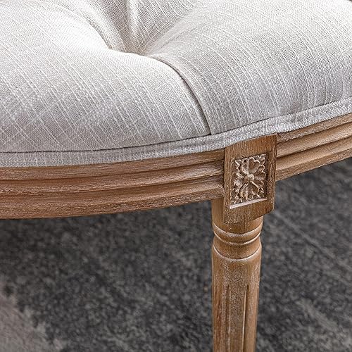 Miniatura 6 de chairus Banco de entrada de lino de media luna de 55 pulgadas con botones, semicírculo, cómodo asiento tapizado para dormitorio, extremo de cama,