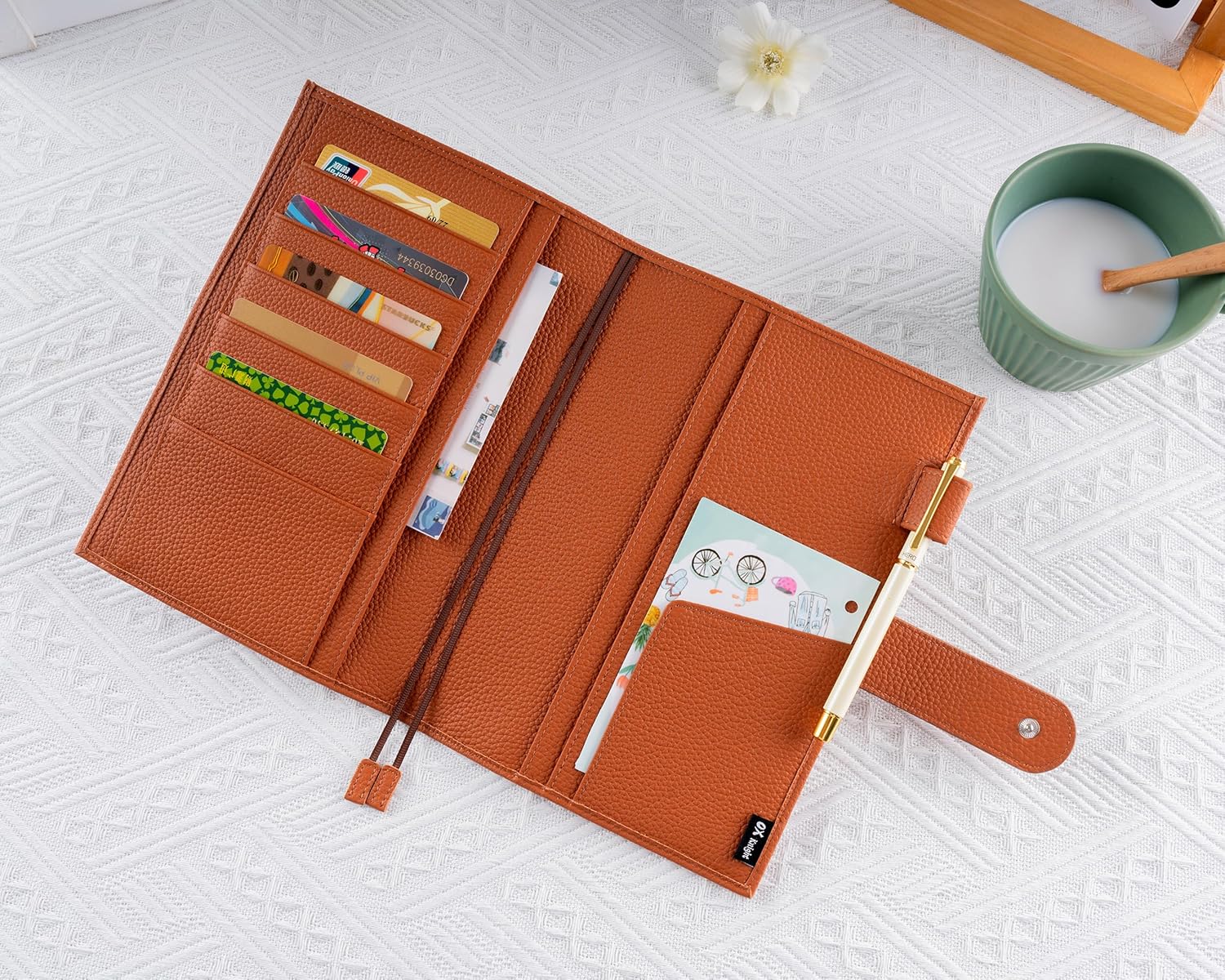 Genuine Leather Cover for A5 Notebooks, Fits Hobonichi Cousin, Midori MD Planners, Leuchtturm1917 and Stalogy with Pen Loop, Card Slots, Side Pockets, Back Pocket and Bookmarks (Brown)