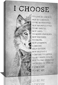 Wolf Wall Art Wolves Pictures Wall Decor Inspirational Poster Canvas Prints Paintings Home Office Decorations for Bathroom Kitchen Bedroom Living Room Framed 16"x24"