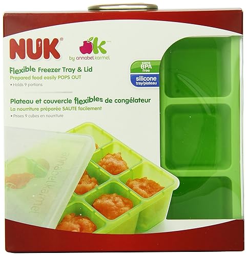 NUK Homemade comida para bebé Flexible Congelador Bandeja y tapa Set paquete de de 1 Verde