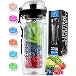 Zulay Kitchen Fruit Infuser Water Bottle - 34oz - Leakproof With Full-Length Infusion Rod - Men Women\'s Ideal Fitness Gift Or For Gym, Camping - Black