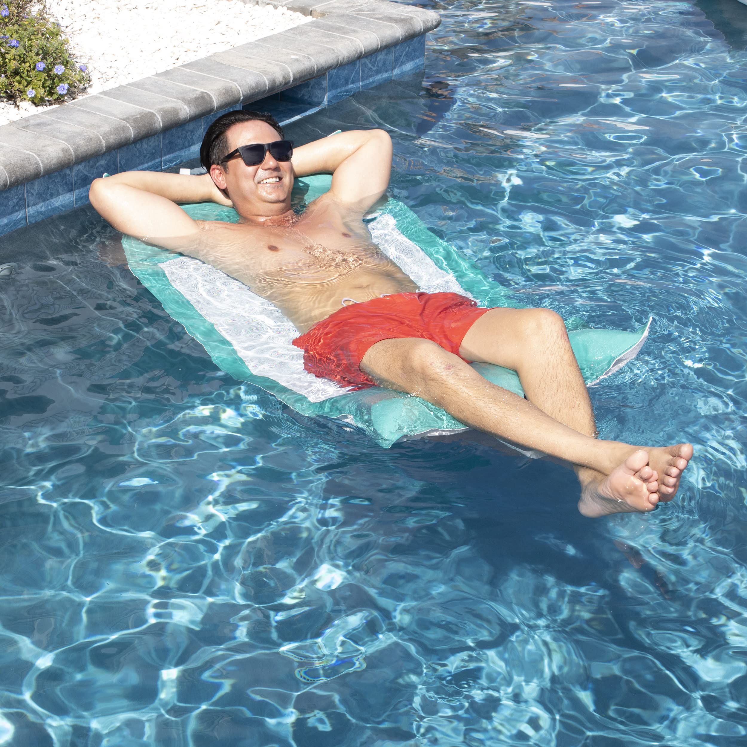 Floating Luxuries Kai Water Hammock, Adult Pool Float, Fade-Resistant Marine-Grade Fabric, Resort-Like Comfort, 28 in x 58 in