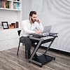 Vasagle Desk, Total 4 Wheel Computer Desk with 2 Brakes, Pc Desk, Smooth Keyboard Drawer, Easy Assembly, Space-Saving Z-Shaped Pc Desk, Black, Lcd811B