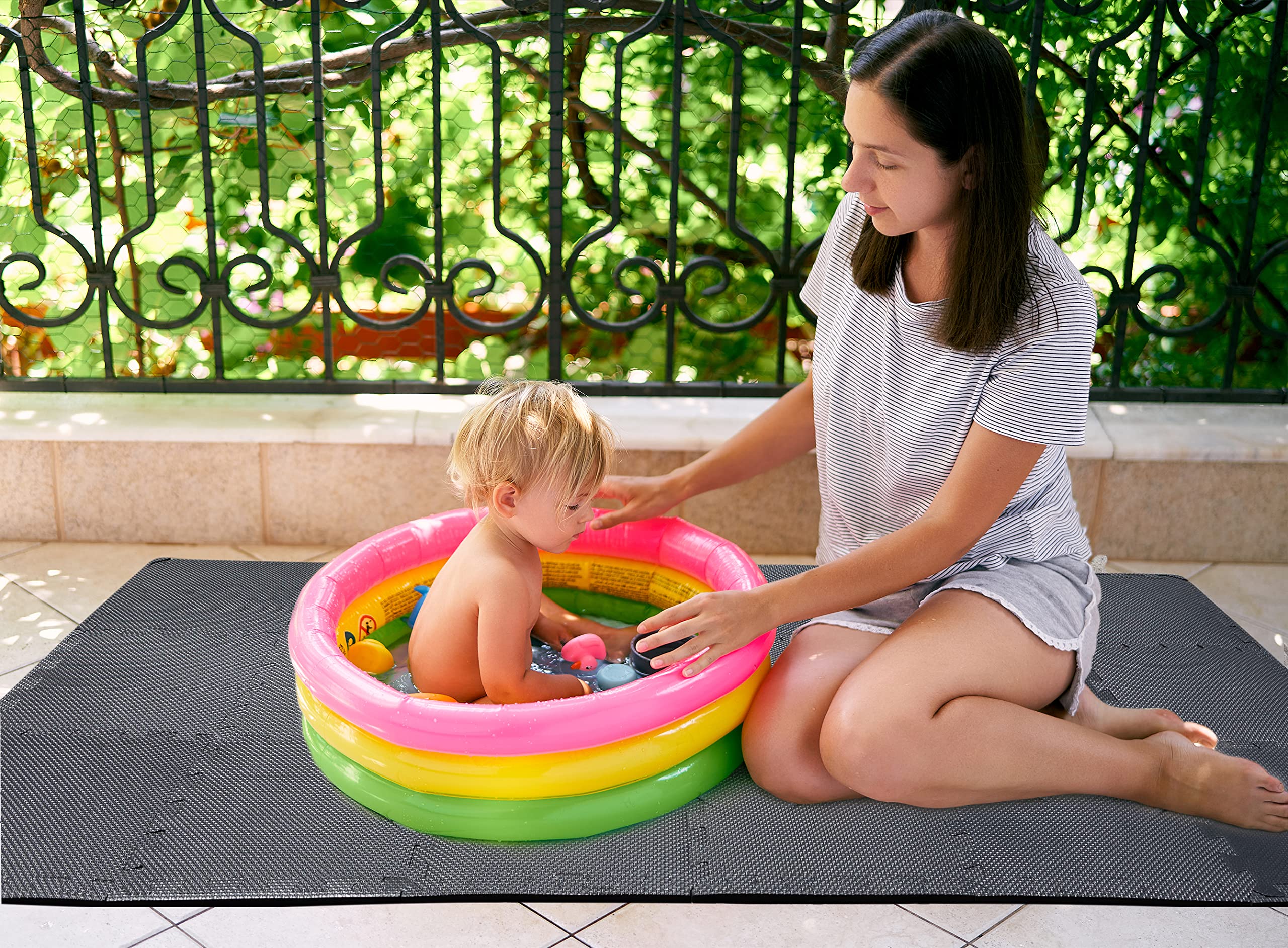 Alfombra Puzzle tapete Gimnasio Tatami Suelo Acolchado Gimnasio Esterilla Fitness Gruesa losetas Espuma EVA | Negro 30x30x1cm 36 Piezas