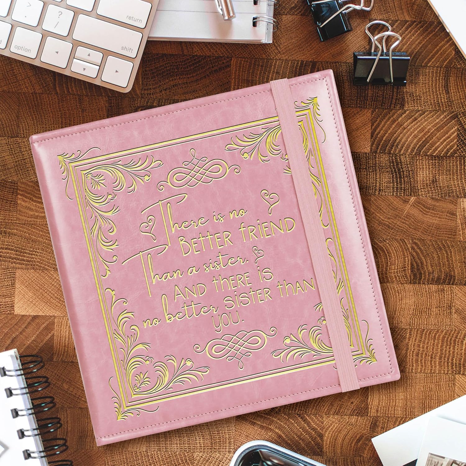 Sisters Photo Album for 3x5 4x6 5x7 Pictures DIY Memory Leather Cover Album Bestie Gifts BFF Photo Album Book Soul Sisters Gifts (Album better friend-Pink)
