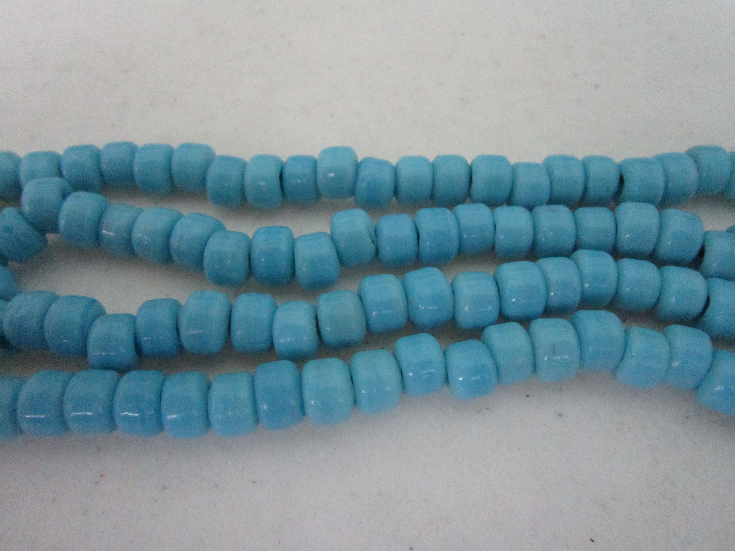 Turquoise Opague Glass Crow Pony Beads Jewelry Craft Bead Necklace 100 pcs 9 x 6MM.