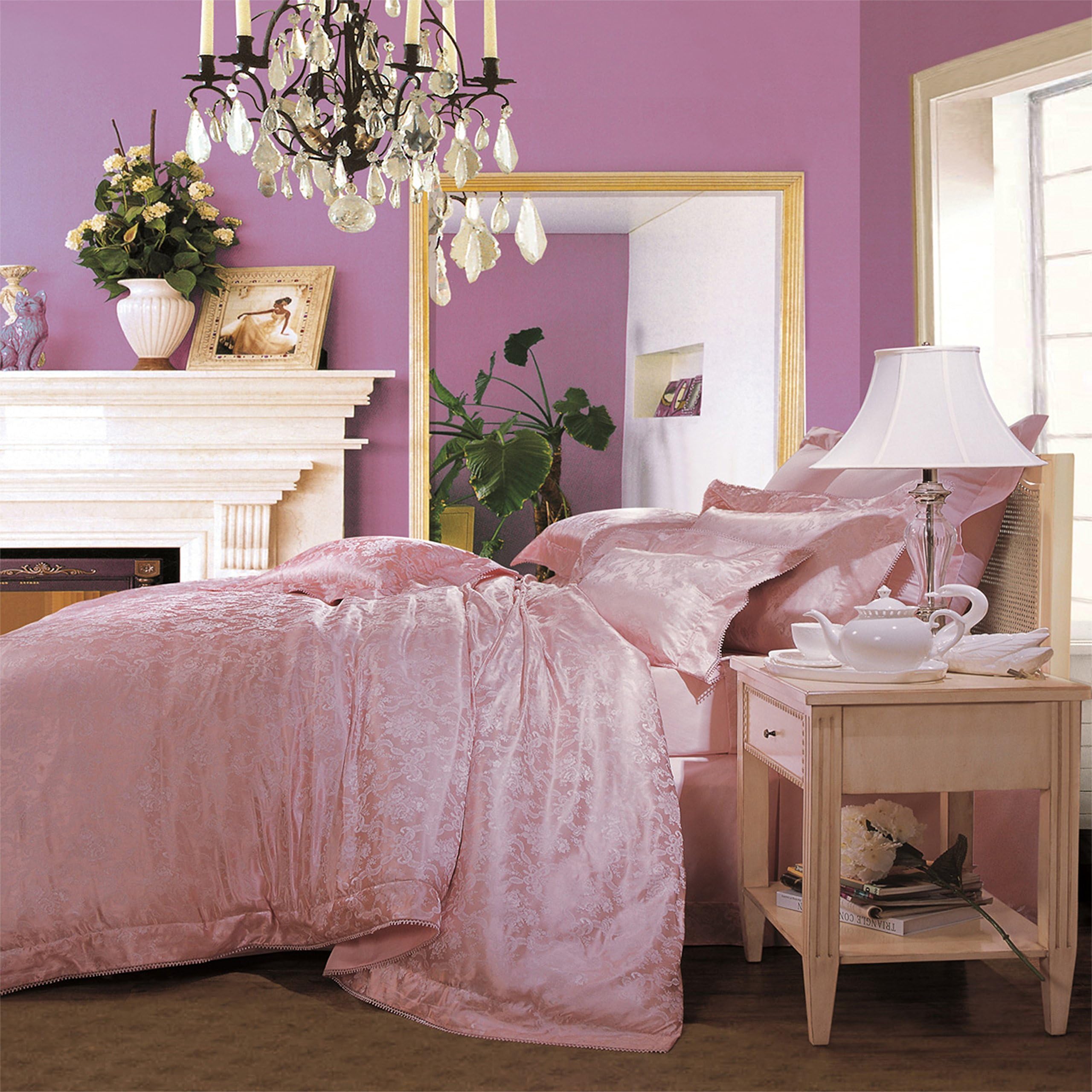 FUANNA 4-Piece Bedding Set / Anna Sui - King Size (Duvet Cover, Bed Sheet, Pillowcases) (Pink)