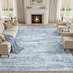 cotiled Area Rug 8x10 Living Room, Washable Abstract Distressed Non Slip | Stain Resistant, Pet Friendly, Large Neutral Soft Indoor Carpet For Bedroom, Nursery, Office Beige/Brown