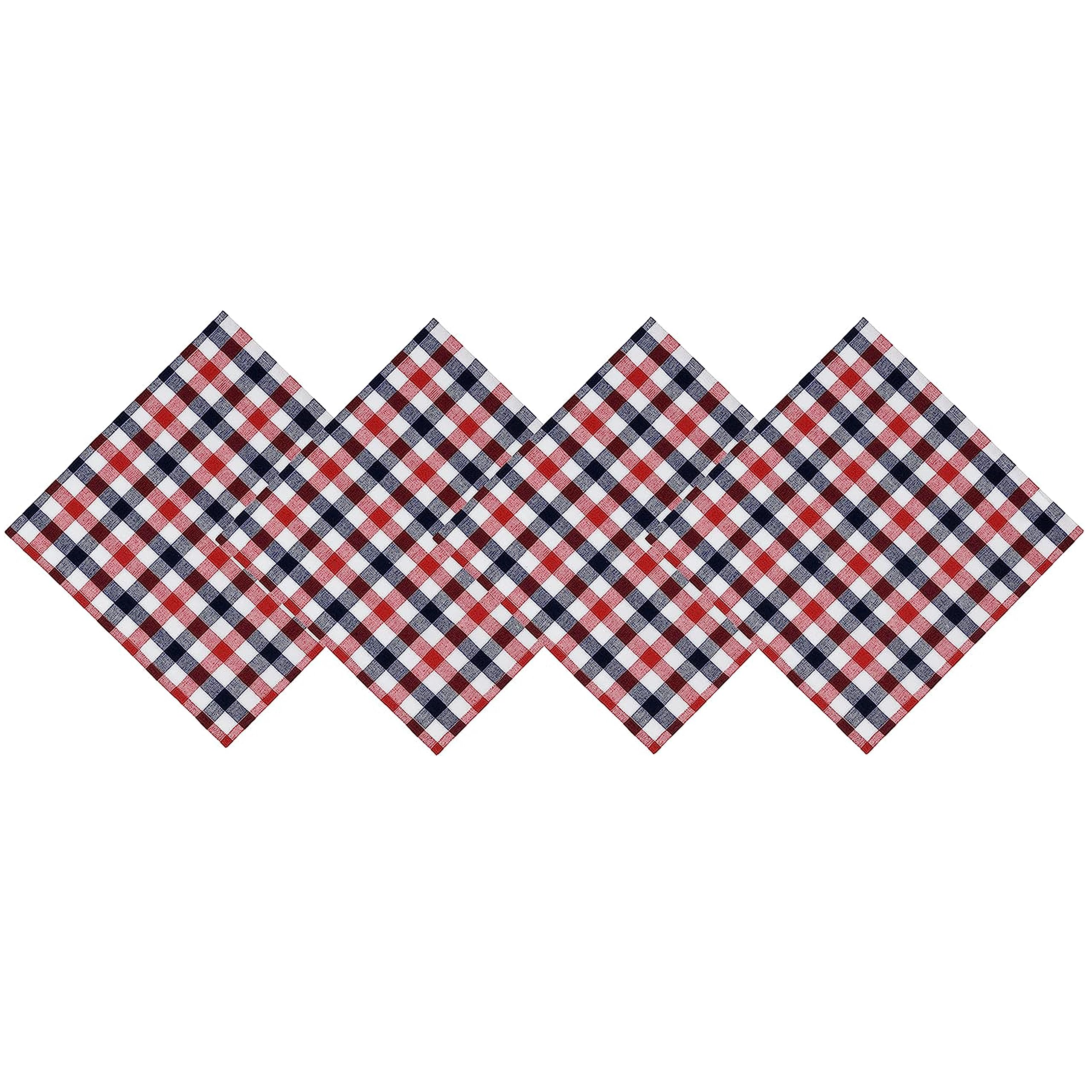 Home Bargains Plus Country Rustic Buffalo Lot De 4 Sets De Table En Coton à Carreaux Vichy Faciles D'entretien Bleu