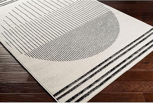 Miniatura 6 de Artistic Weavers Penrod - Alfombra geométrica moderna, 6 pies 7 pulgadas x 9 pies, negromarfil