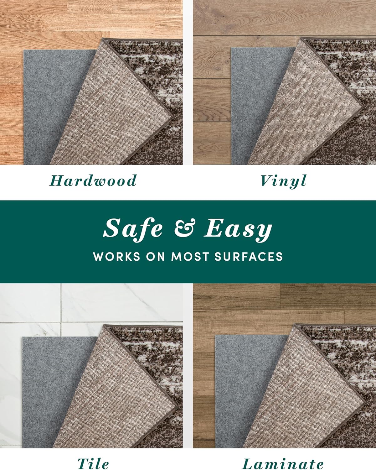 Unique Loom Sofia Collection Area Rug & Pad - Casino Bundle (5' 3" x 8' Rectangle Brown/Ivory)