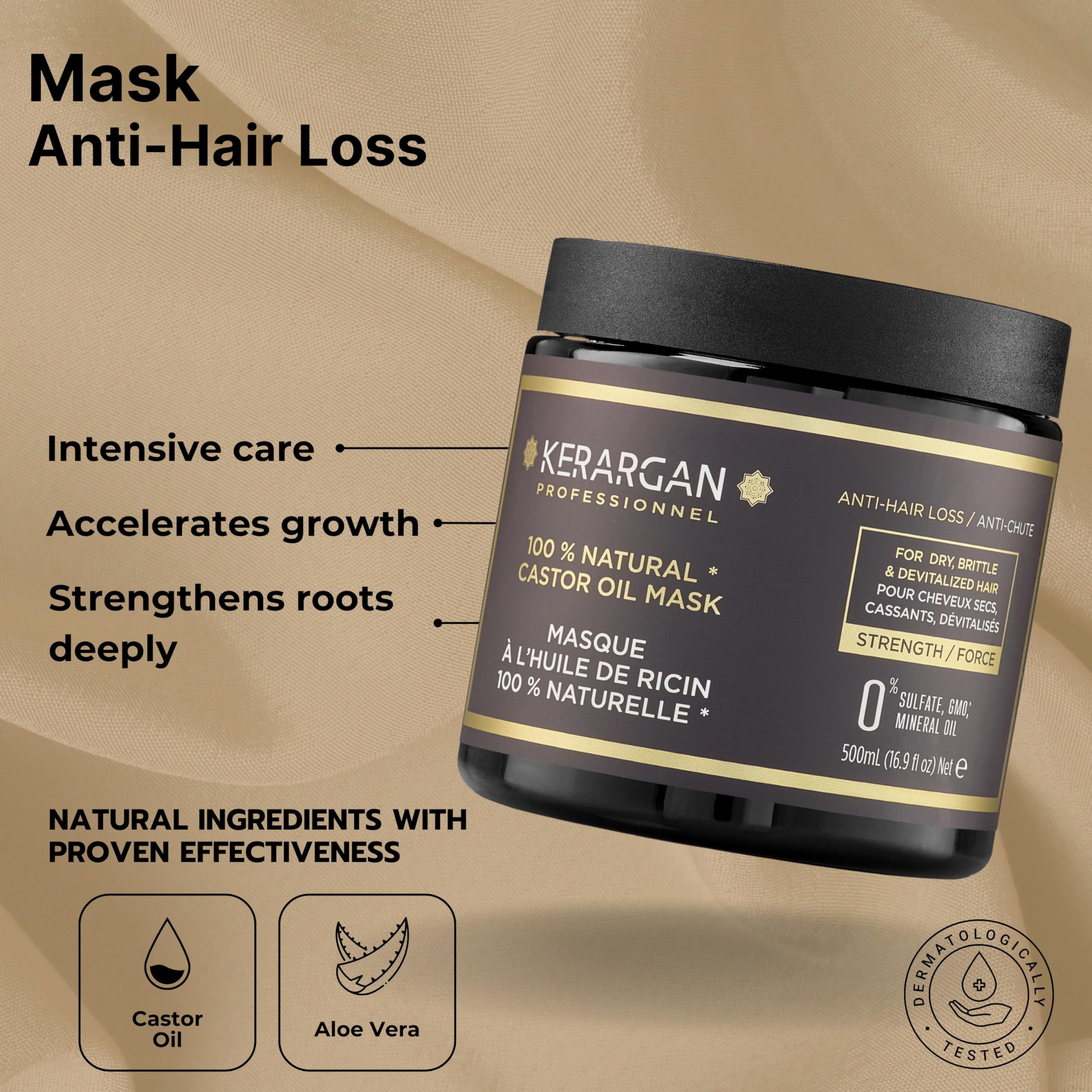 Kerargan, Anti-Hair Loss Mask and Scalp Scrub Duo with Castor Oil for Dry Brittle, Lifeless Hair - Image 3