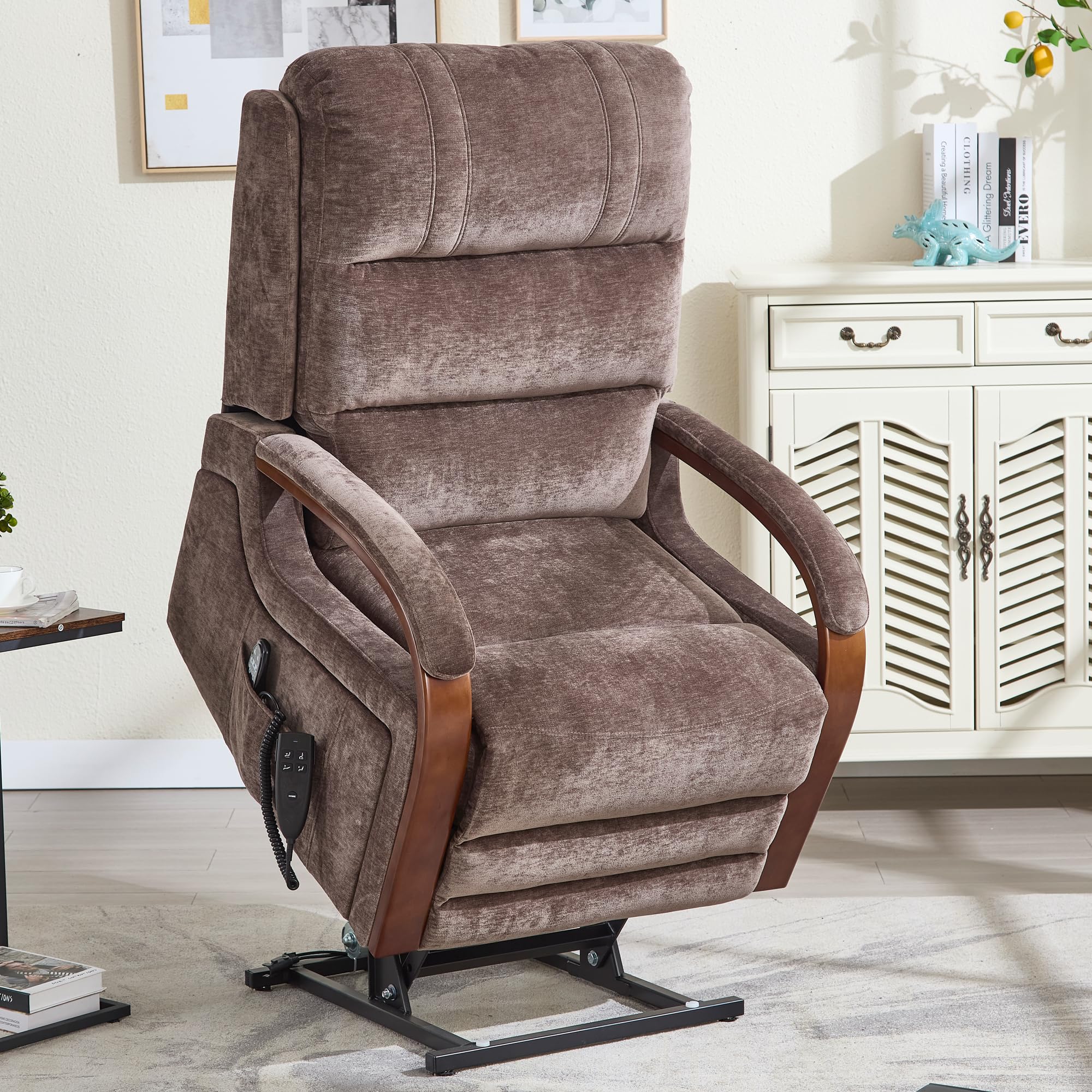 Trustyue Power Lift Recliner Chenille Brown