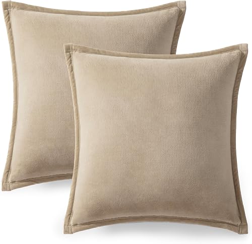 UGG Coco 2-Pack Decorative Throw Pillows 20" x 20" Beige | Plush Fleece with Down-Alternative Fill
