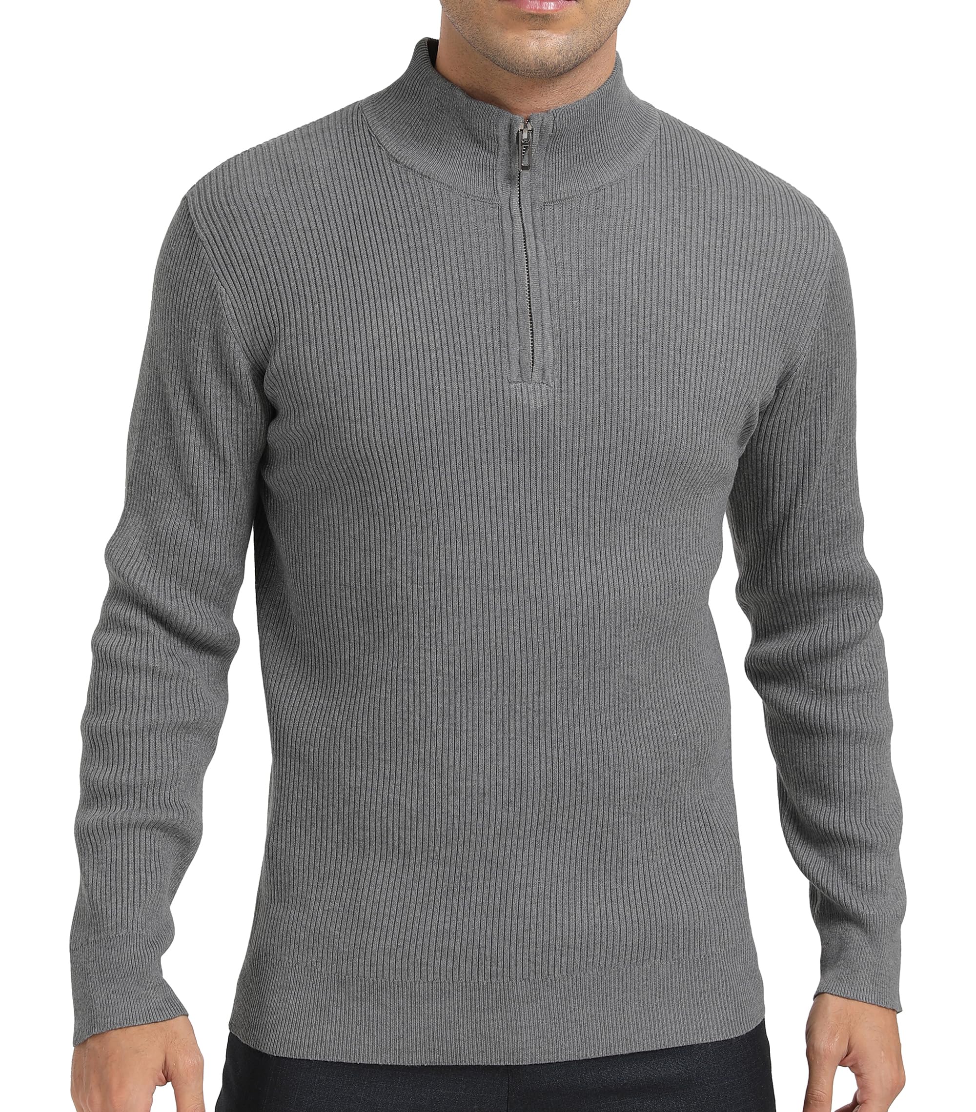 DAFENP Maglione Uomo Invernale Collo Alto con Zip Pullover Dolcevita Lavoro Caldo Lungo Sweater