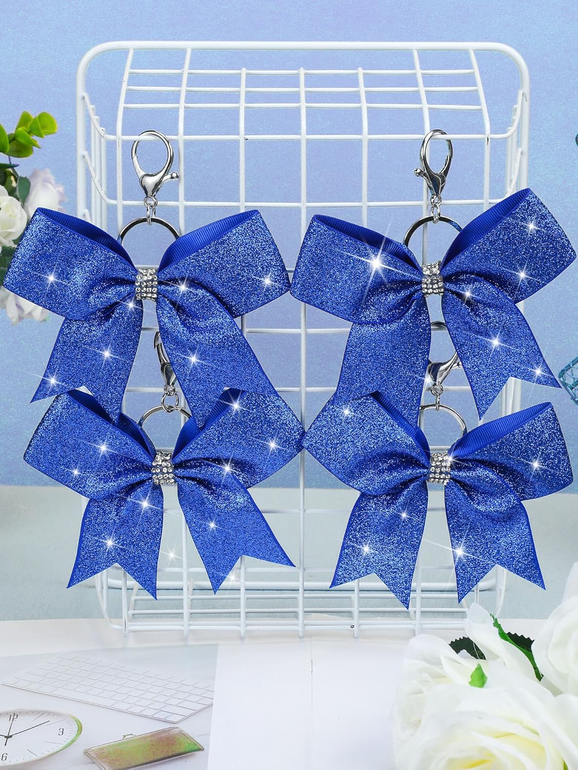 Tondiamo Cheer Bow Keychain Cheer Keychain with Rhinestones Cheerleader Keyrings for Teen Cheerleading Sports Accessory - Image 4