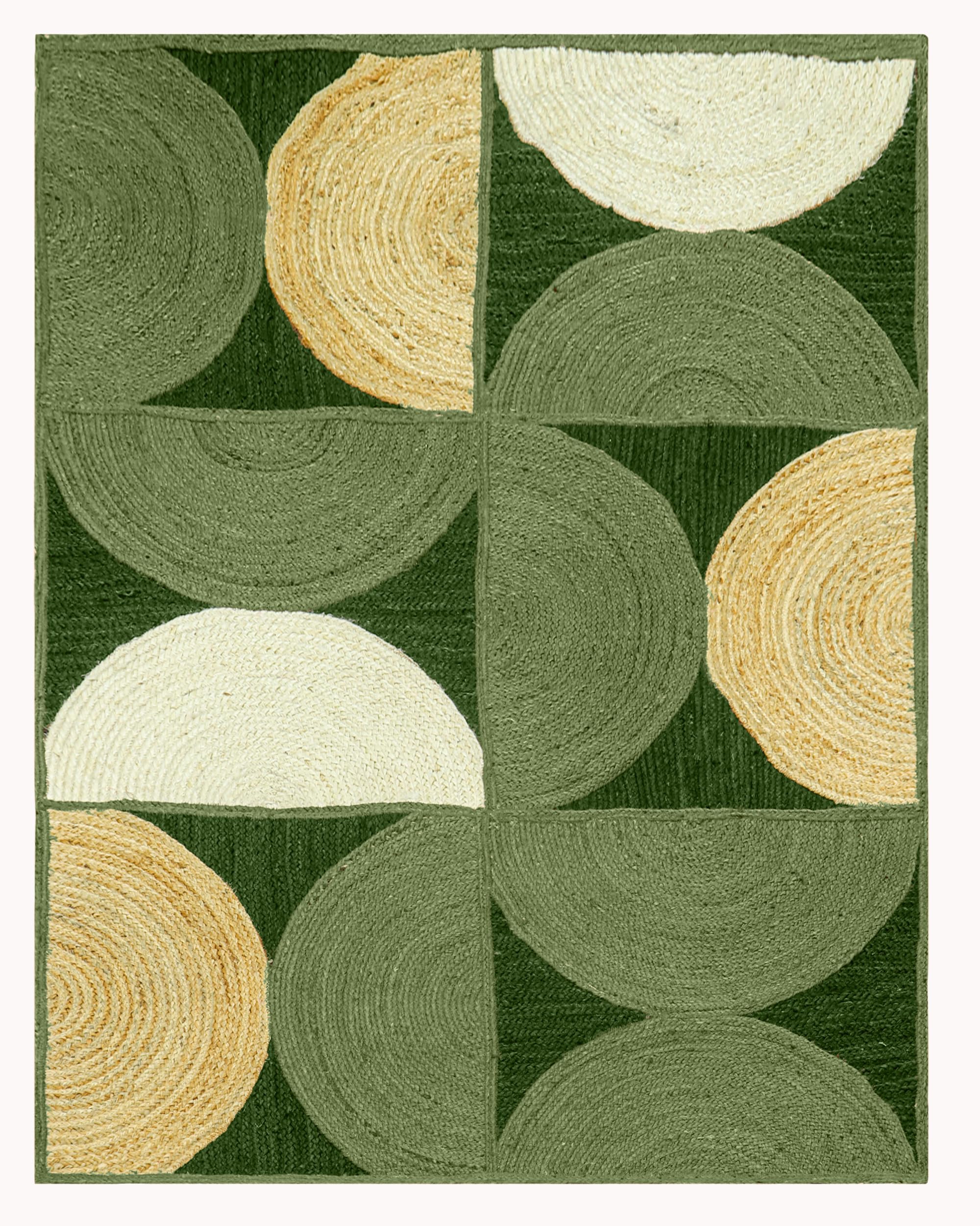 Tapis de couloir jute vert 61x300 cm pour petite chambre et escalier