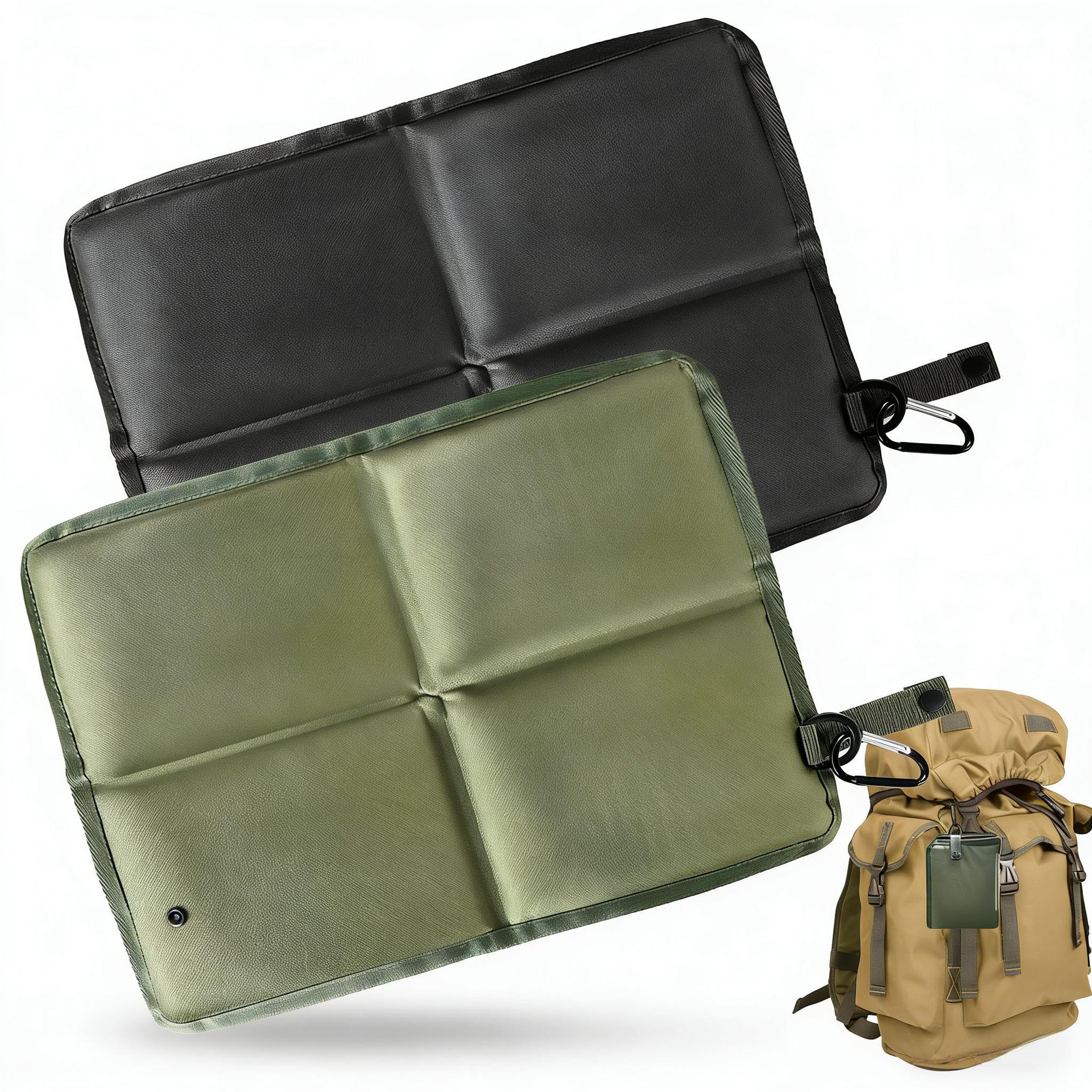 Set de 2 Esterilla Plegable para Exterior Tejido Oxford Reforzado Camping Portátil 88g con Mosquetón y Hebilla