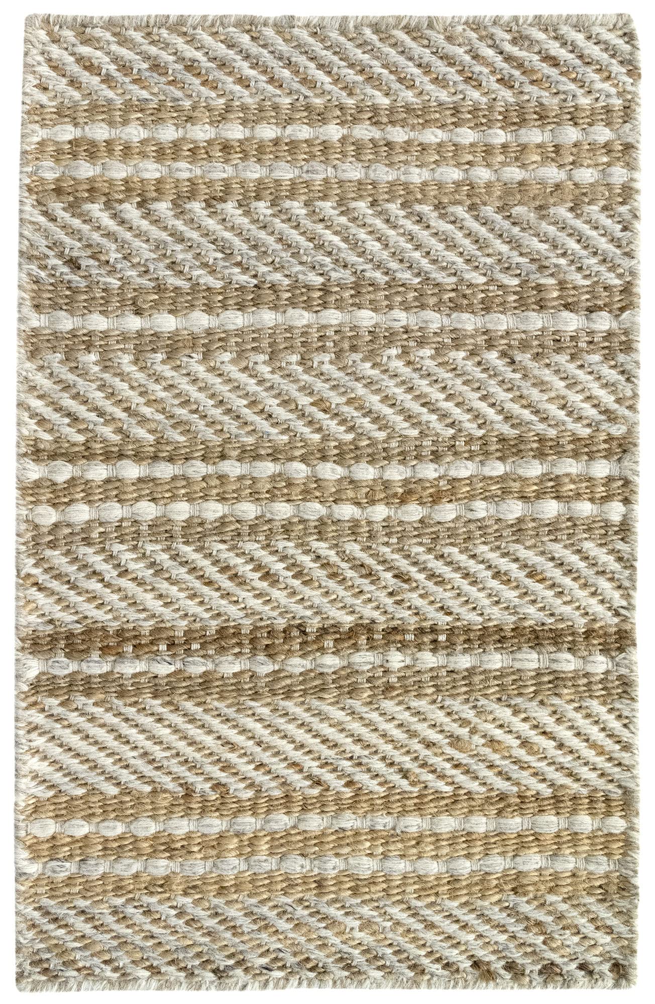 HAMID - Alfombra Yute Lana Olivia, Alfombra Lana y Yute, Tejida a Mano Tejida para Salon, Dormitorio, Sala de Estar, Blanco Natural, (40x60cm)