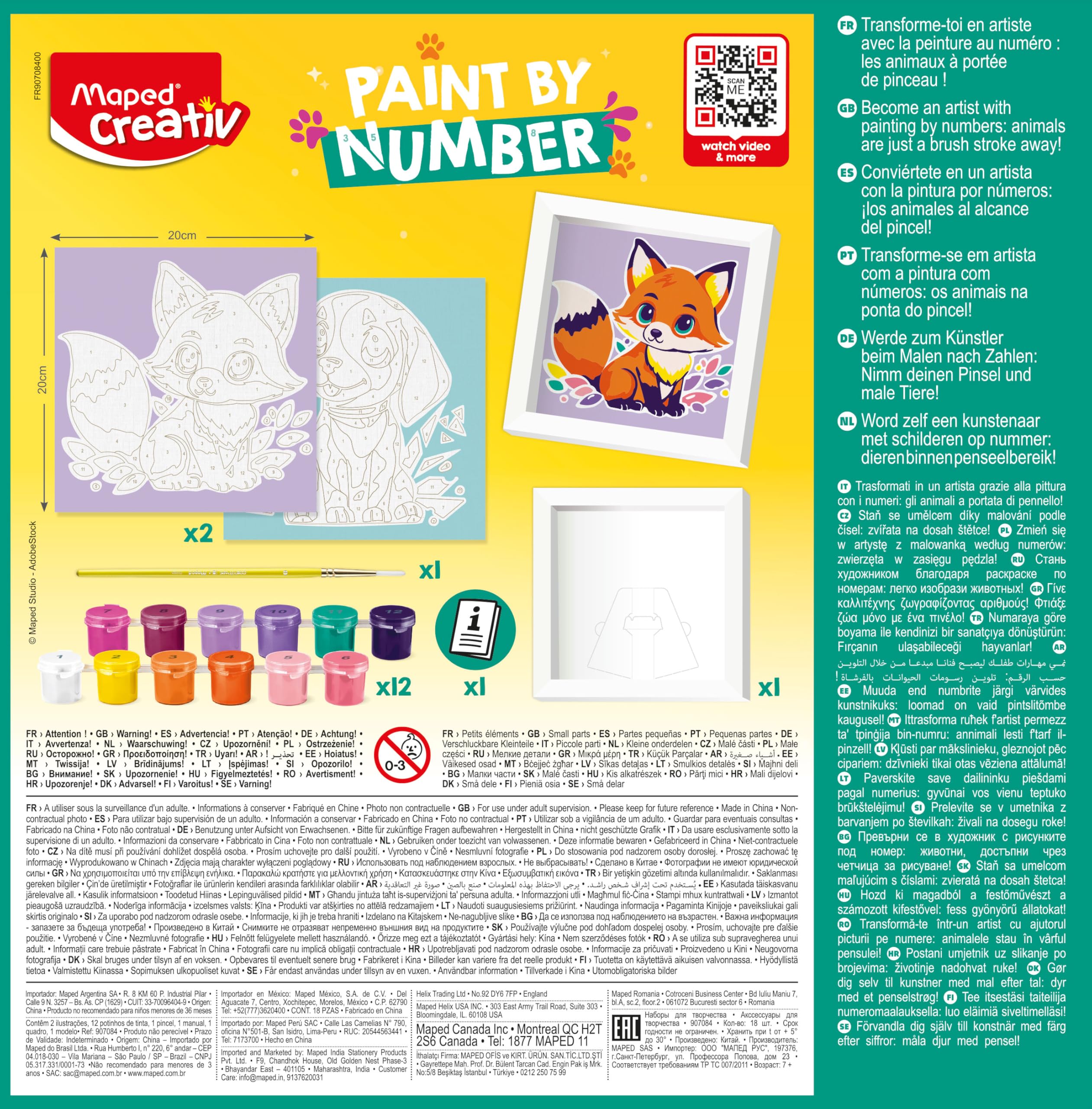 Maped CREATIV - Malowanie według numerów - Pies i lis - Malowanie dla dzieci - zestaw do malowania według numerów - Kreatywny wypoczynek - Od 7 lat