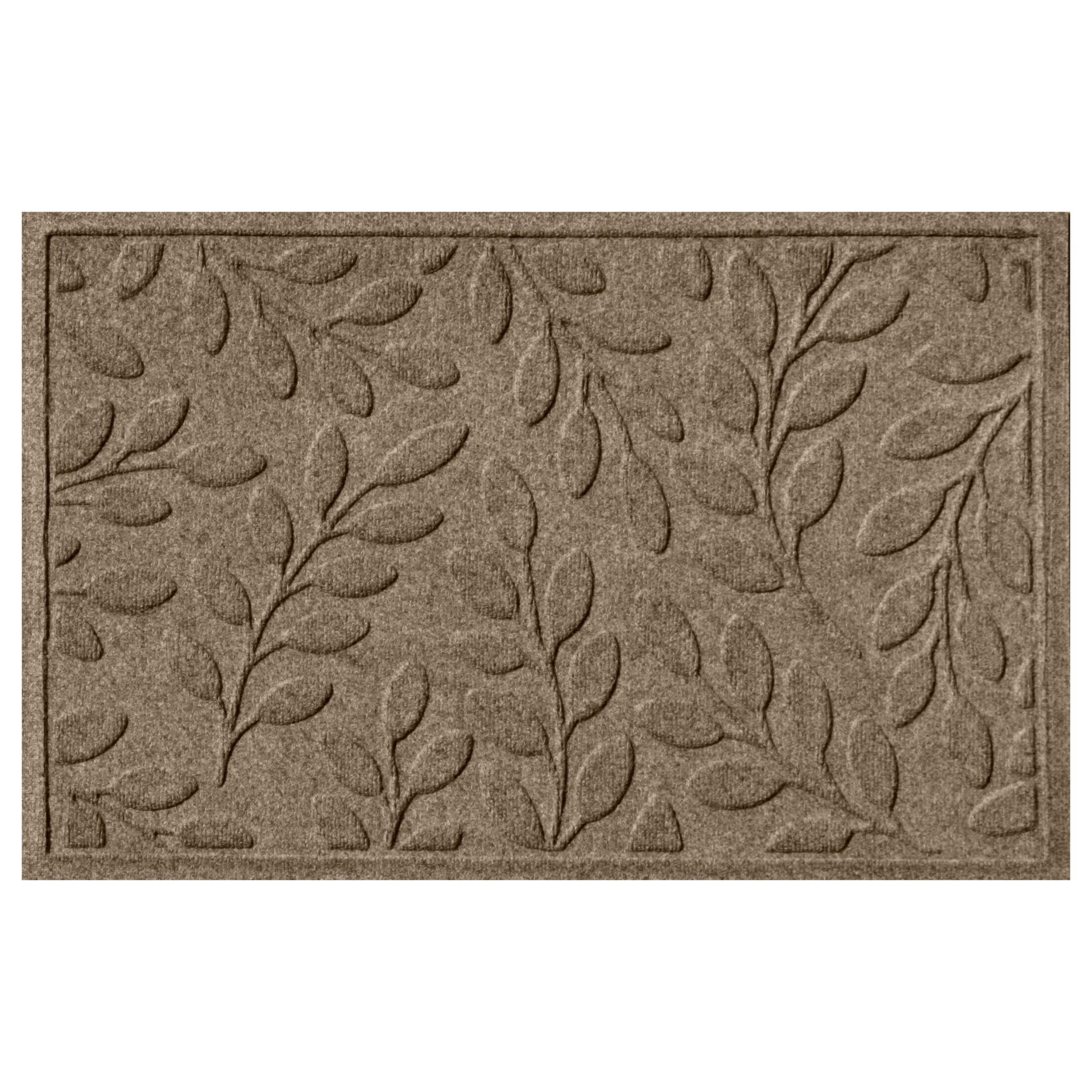 Bungalow Flooring Waterhog Door Mat, 2' x 3' Made in USA, Durable and Decorative Floor Covering, Skid Resistant, Indoor/Outdoor, Water-Trapping, Brittney Leaf Design, Camel