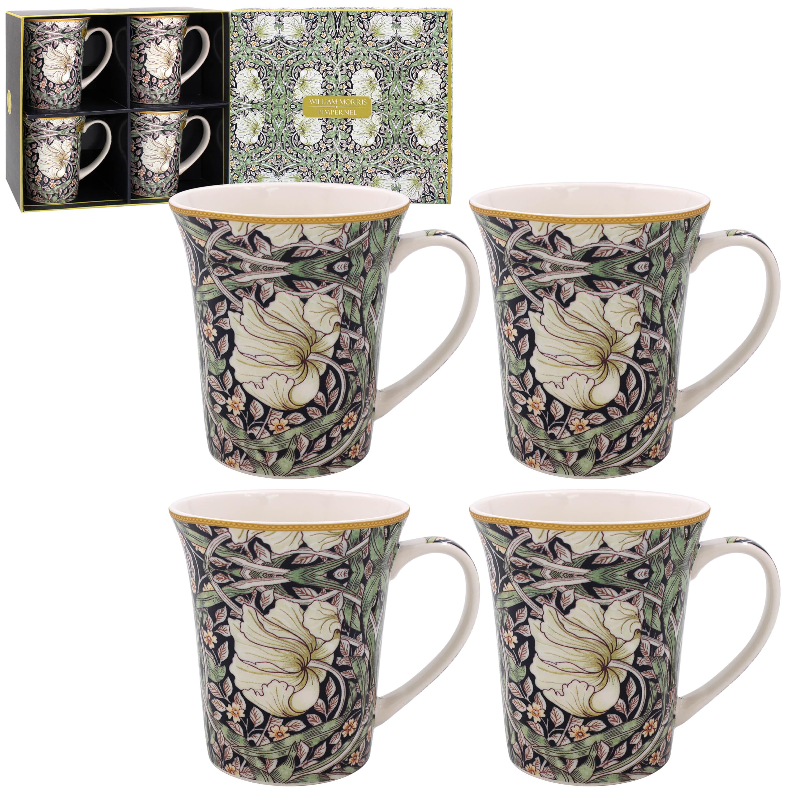 Lesser & Pavey Men's Pimpernel The Leonardo Collection William Morris Mugs Set Of 4 Kitchen & Home | Stylish Tableware Mug Set Of 4 For Every Occasion | Lovely Coffee Cup Set For Gifts & Birthday Gifts For Wo