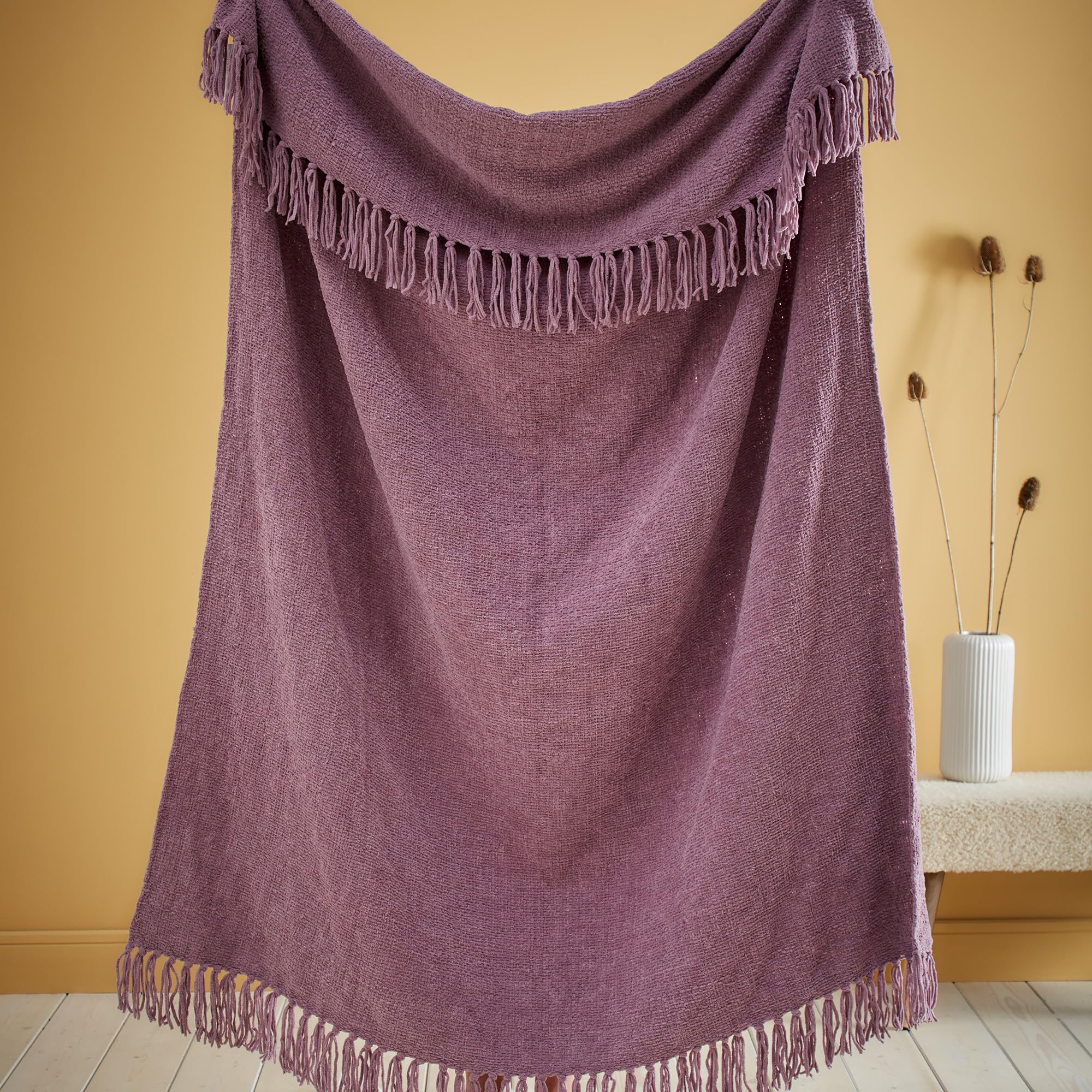Appletree Heather Chenille Throw – 130 x 180cm – Purple Sofa