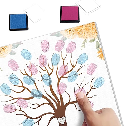 Miniatura 3 de Misaidou Decoración de lienzo de árbol de huellas dactilares para revelación de género, fiesta de revelación de género, ideas de fiesta de libro de