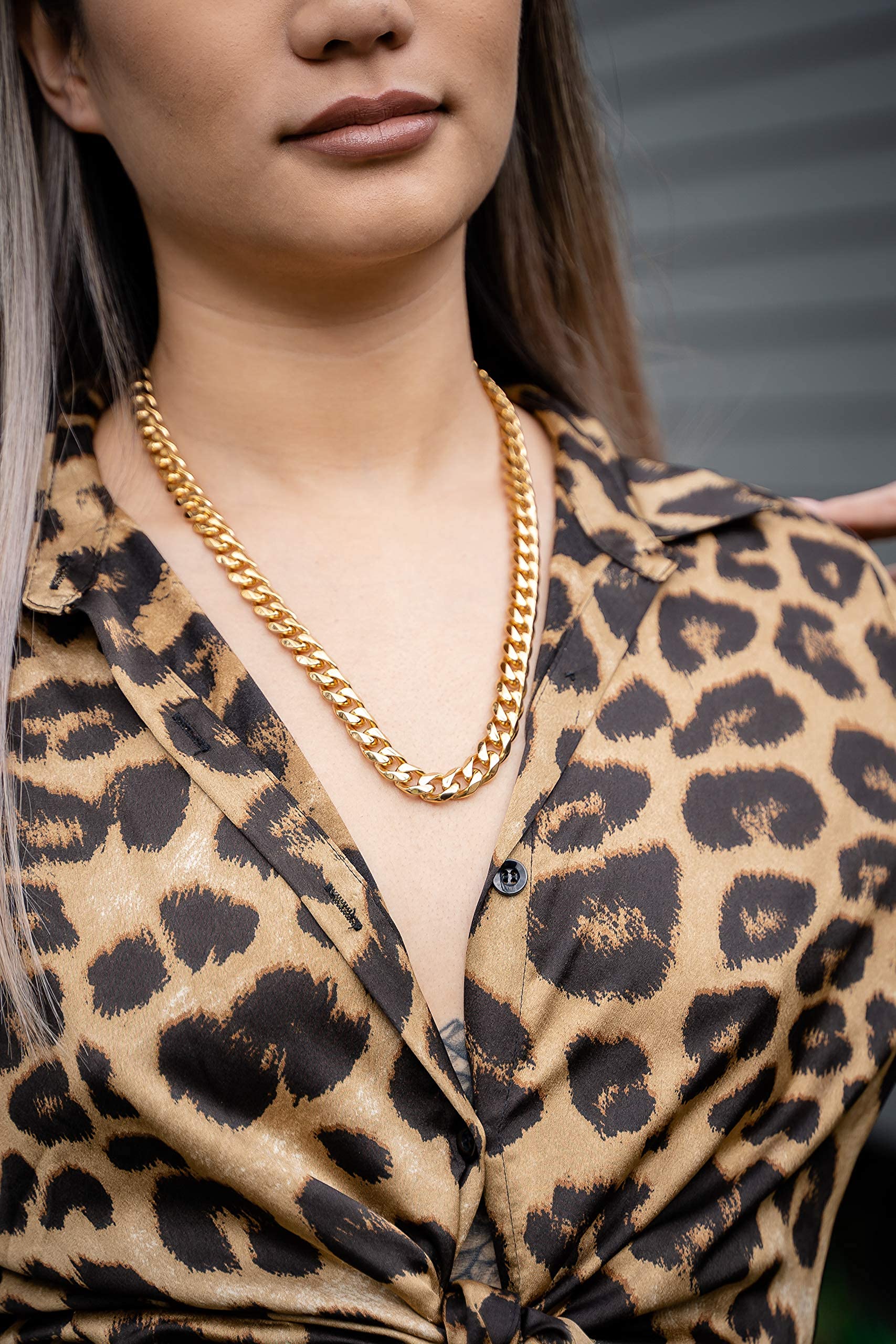 Collar de cadena cubana de oro para hombres y mujeres, grueso Miami Real 11mm 14k corte diamante pesado con cierre grueso sólido hip hop duradero urbano streetwear no si